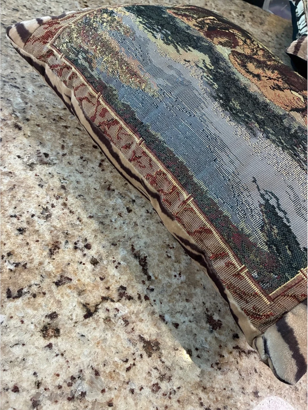 Vintage Ashford Court Elephant Safari Woven Tapestry Pillow with Tiger Back